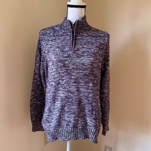 **CROFT & BARROW* Purple Heather Long Sleeve Quarter-Zip Sweater Size Medium